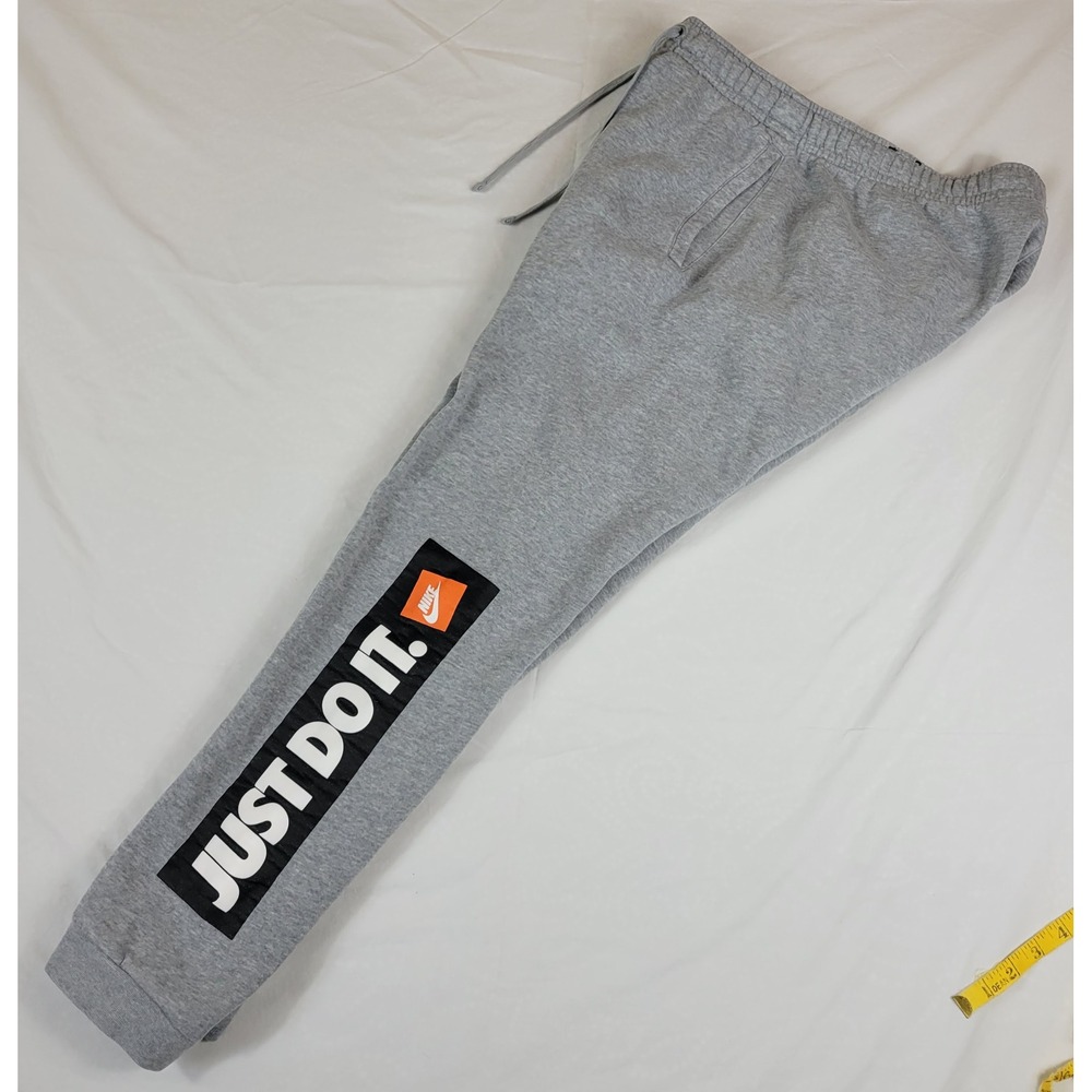 Nike Sportswear Just Do It Gray Fleece Joggers Sweatpants 928725-063 Mens Small